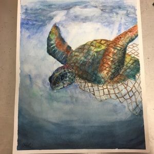 Watercolor painting of a turtle